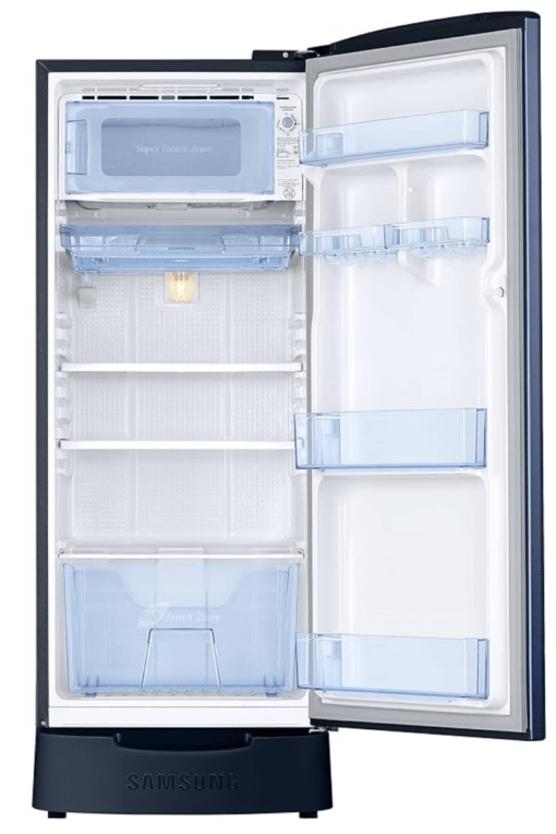 Samsung 183 L, 3 Star, Digital Inverter, Direct-Cool Single Door Refrigerator (RR20C1823CU/HL, Camellia Blue, Base Stand Drawer) - Image 2